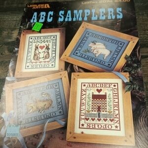 ABC Samplers Cross Stitch Pattern Booklet Pigs Bunny Rabbits Birds Baskets